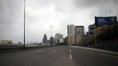 A highway leading to Lebanese capital Beirut, remains deserted after measures were taken in a bid to stem the spread of the coronavirus Covid-19. AFP