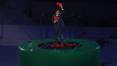 Japan’s prime minister Shinzo Abe takes part in the closing ceremony of the 31st Summer Olympic Games at the Maracana Stadium in Rio de Janeiro, Brazil, Sunday, 21 August 2016. Abe was dressed up as popular video game character Super Mario. EPA