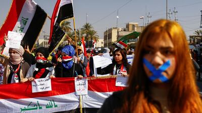 University students gather during ongoing anti-government protests in Baghdad, Iraq. Reuters