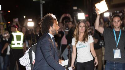 Real Madrid's Marcelo arrives to the hotel Real Madrid are staying at in Kiev. Sedat Suna / EPA