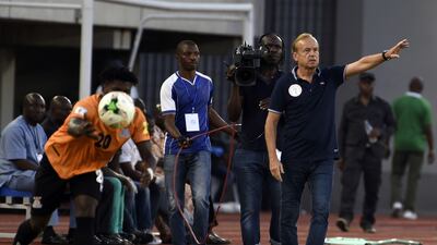 Gernot Rohr, right, said he is convinced Nigeria can go beyond the last 16 for the first time by preparing well in advance. Pius Utomi Ekpei / AFP