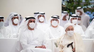Sheikh Saif bin Zayed, UAE Deputy Prime Minister and Minister of Interior, and Sheikh Abdallah bin Bayyah, right. The lecture was delivered at Majlis Mohamed bin Zayed