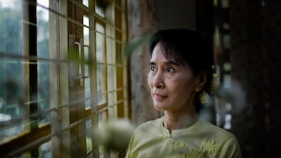 1991. Myanmar democracy figurehead Aung San Suu Kyi became a Peace Prize laureate 'for her non-violent struggle for democracy and human rights'. Getty Images