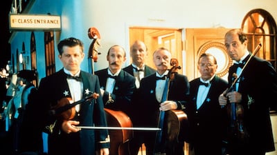 The five members of I Salonisti with their conductor in the movie Titanic. Courtesy 20th Century Fox