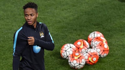 Manchester City midfielder Raheem Sterling warms up for a team training session on Thursday in Melbourne, Australia. Paul Crock / AFP / July 23, 2015