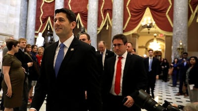 Speaker of the US House of Representatives Paul Ryan walks from the House chamber after Congressmen and women approved a bill to repeal major parts of ObamaCare and replace it with a Republican health care plan in Washington, DC, on May 4, 2017. Kevin Lamarque / Reuters