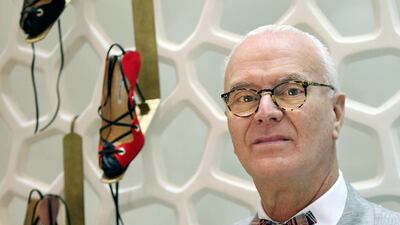 Manolo Blahnik at his boutique in Dubai Mall. Amy Leang / The National