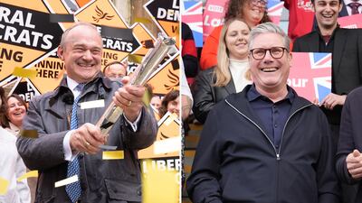 Liberal Democrat leader Ed Davey and Labour leader Keir Starmer could need each other in Britain's coming general election. PA