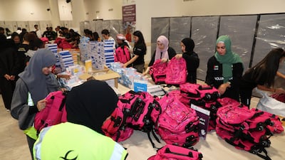 Volunteers packed 7,000 kits at Saturday's event