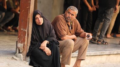 Mourners during the funeral of Palestinians who were killed in an Israeli air strike on a house at Al Shifa Hospital in Gaza city. Reuters