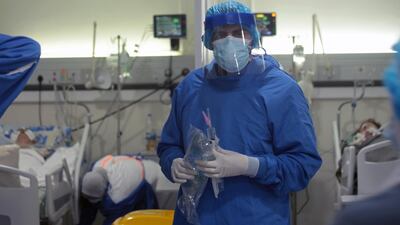 Medical staff members work at an intensive care unit for patients suffering from coronavirus, at Rafik Hariri University Hospital, in Beirut, Lebanon. Reuters