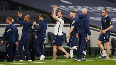 Tottenham striker Harry Kane applauds fans after his appearance against Aston Villa on Wednesday. Reuters