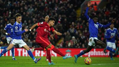 Liverpool's Luis Diaz shoots at goal. PA