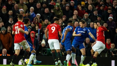Manchester United's Mason Greenwood scores. EPA