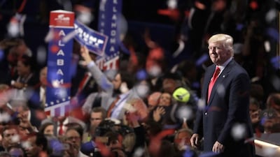 Confetti and balloons fall during celebrations after Republican presidential candidate Donald Trump's acceptance speech on the final day of the Republican National Convention in Cleveland, on Thursday, July 21, 2016. Matt Rourke / AP Photo
