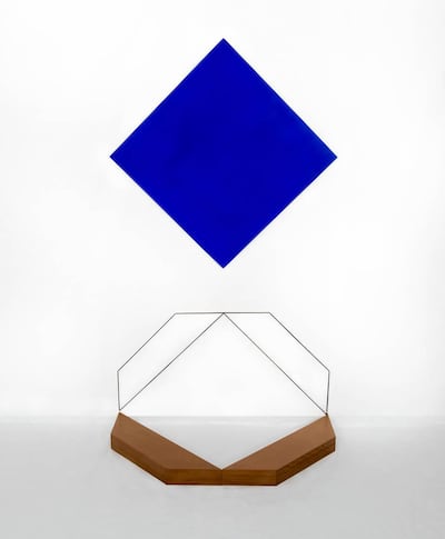 Mehdi Moutasha's Two squares, one of them framed, 2017