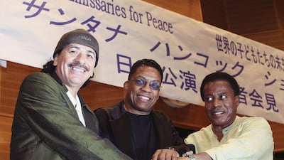 From left, Carlos Santana, Herbie Hancock and Shorter held concerts titled Emissaries For Peace in the Japanese cities of Hiroshima, Nagasaki, Yokohama and Osaka in 2005
