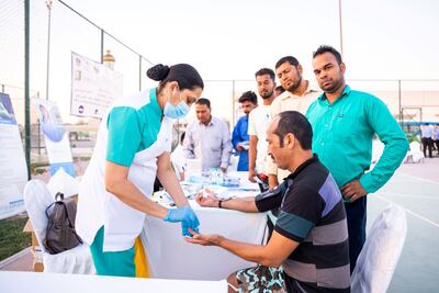 Workers received free medical check-ups as part of the activities. Photo: The Labour Standards Development Authority in Sharjah