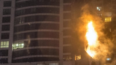 An early morning fire broke out at Dubai Marina's Torch tower on Friday August 4. 2017. Antonie Robertson / The National