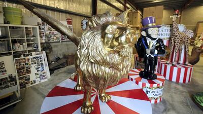 The Prop Shop's golden lions with wings were included in a Diesel advertising campaign recently. Chris Whiteoak / The National