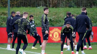 Manchester United's Harry Maguire during training. Reuters