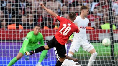Rennes' French forward Flavien Tait scores during his team's Europa Conference League home match against Tottenham in north-western France on Thursday. AFP