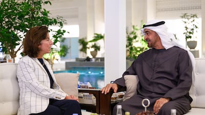 President Sheikh Mohamed receives Gina Raimondo, US Secretary of Commerce, at Al Shati Palace. Photo: Presidential Court