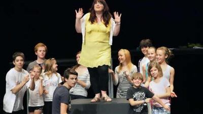 Leanne Jones, star of the musical Hairspray, sings alongside youngsters at Dubai Community Theatre & Arts Centre at Mall of the Emirates.