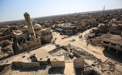 Destroyed parts of the old city of Mosul. Iraq needs to spend heavily on reconstruction of areas devastated by war. AFP.
