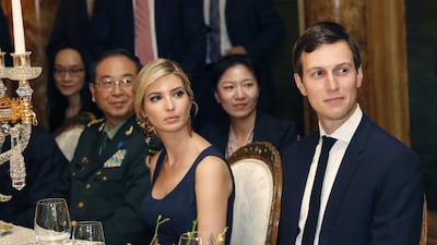 White House senior adviser tasked with brokering a peace agreement between Israel and the Palestinians Jared Kushner seated with his wife Ivanka Trump at the Mar-a-Lago resort in Palm Beach. Alex Brandon / AP Photo