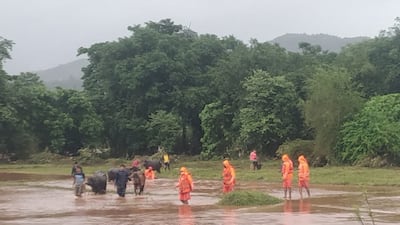 India’s National Disaster Response Force rescued stranded villagers in Chiplun.