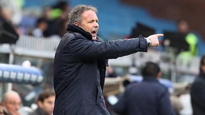 Sampdoria coach Sinisa Mihajlovic gives indications to his players during a Serie A match against Lazio on Sunday. Carlo Baroncini / AP Photo