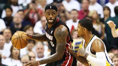 LeBron James scored 27 points for Miami Heat in Game 3 against the Indiana Pacers. Andy Lyons / Getty Images / AFP