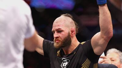 Jiri Prochazka celebrates with the UFC light heavyweight belt after defeating Glover Teixeira at UFC 275. Getty