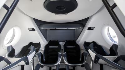 The interior of a mock up of the Crew Dragon spacecraft. Bloomberg