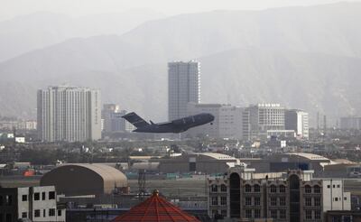 A military plane takes off from Kabul airport, from which Germany hopes civilian flights will resume. Photo: EPA