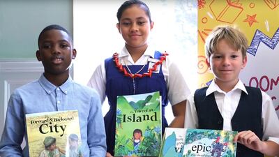 Voices of Futures Generations child authors with their books. Courtesy Emirates Airline Festival of Literature