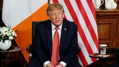 US President Donald Trump attends a bilateral meeting with Taoiseach Micheal Martin at Farmleigh House on September 12, 2026 in Dublin, Ireland. Getty Images