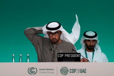 Cop28 President Dr Sultan Al Jaber has urged delegates from the almost 200 countries taking part in the climate change summit to work faster, harder and smarter. AP