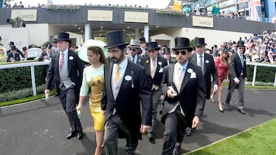 Sheikh Mohammed bin Rashid Al Maktoum and Princess Haya bint Al Hussein attend day 2. Alan Crowhurst / Getty Images for Ascot Racecourse