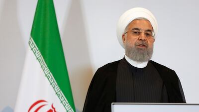 Iranian President Hassan Rouhani speaks during a press conference during his official visit in Bern, Switzerland, 03 July 2018. EPA/PETER KLAUNZER
