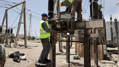 Workers fixing transformers near Damascus. To generate power, Syria will start using Egypt’s existing infrastructure, such as floating regasification units. Reuters