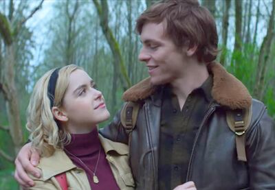 Kiernan Shipka and Ross Lynch in 'Chilling Adventures of Sabrina'. Courtesy of Netflix