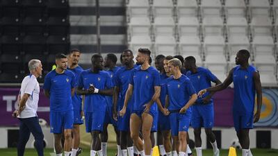 Didier Deschamps oversees a France training session at the Al Janoub Stadium. AFP