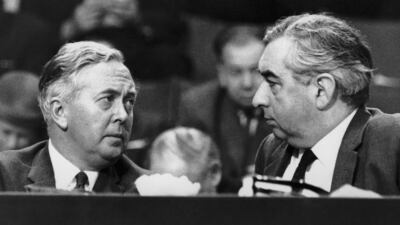 Mr Wilson, left, with deputy leader George Brown in 1963
