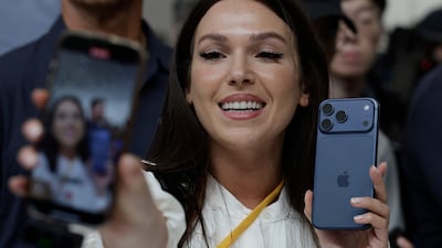 The iPhone 17 Pro Max during its launch at Apple Park in Cupertino, California. AFP
