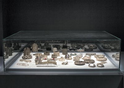 Bangles and anklets on display at the Hidden Treasures exhibition. Leslie Pableo / The National