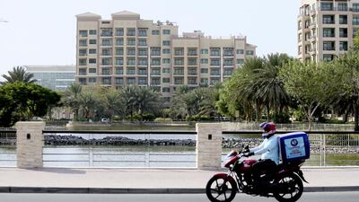 GREENS APARTMENTS: Q4 2015-Q1 2016 down 2%. Q1 2015-Q1 2016 down 1%. Studio - between Dh60,000 and Dh85,000. 1BR - between Dh70,000 and Dh120,000. 2BR - between Dh120,000 and Dh150,000. 3BR - between Dh145,000 and Dh200,000. Sarah Dea / The National