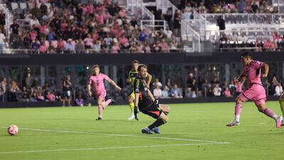 Inter Miami forward Luis Suarez scores the opening goal. AFP