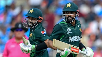 Pakistan's Babar Azam, right, and Mohammad Rizwan will feature in the next Big Bash League in Australia. AFP